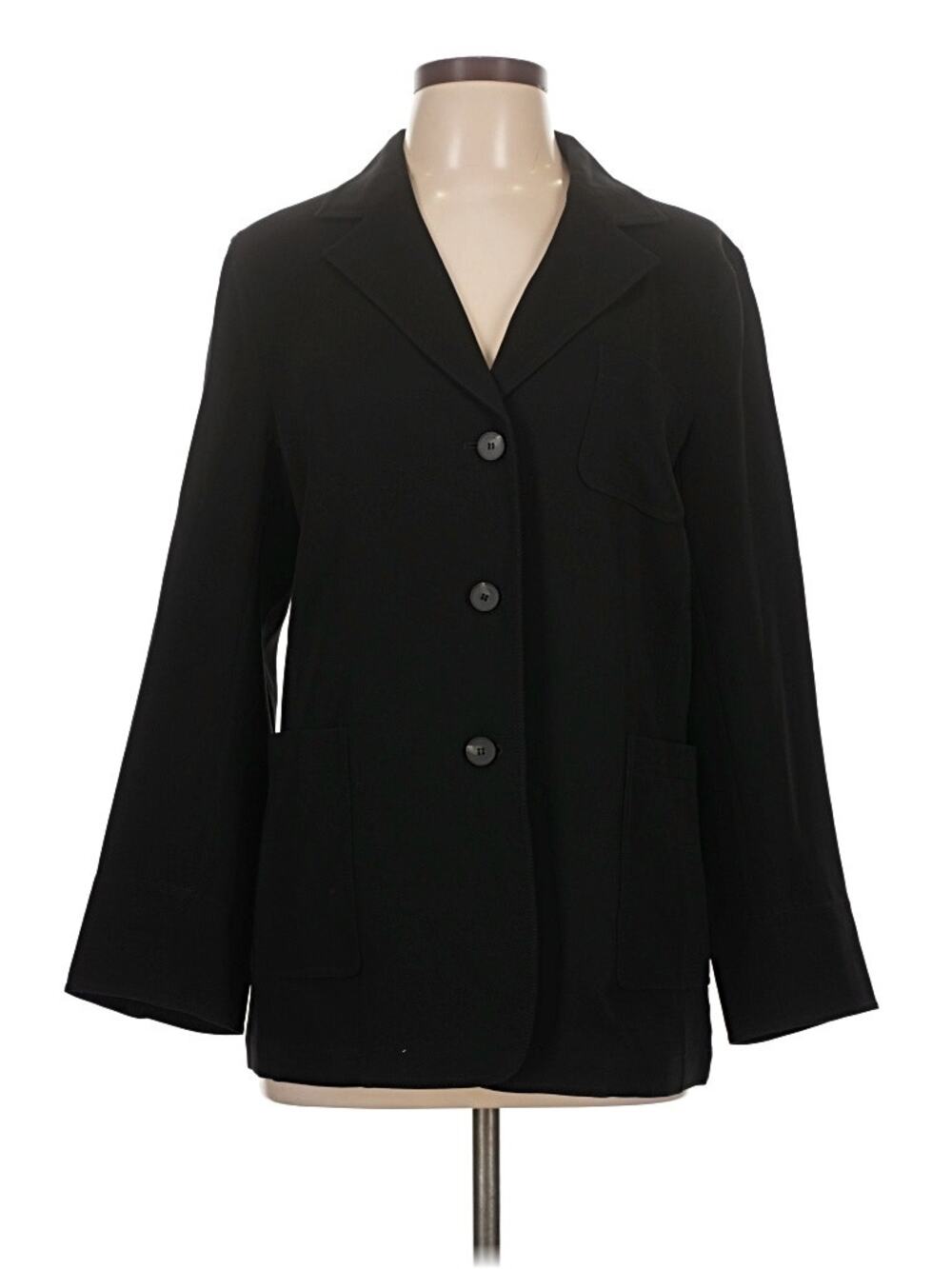 IDA&S Relaxed Crepe Blazer Cinched Back Detail Career Jacket Formal Black Large